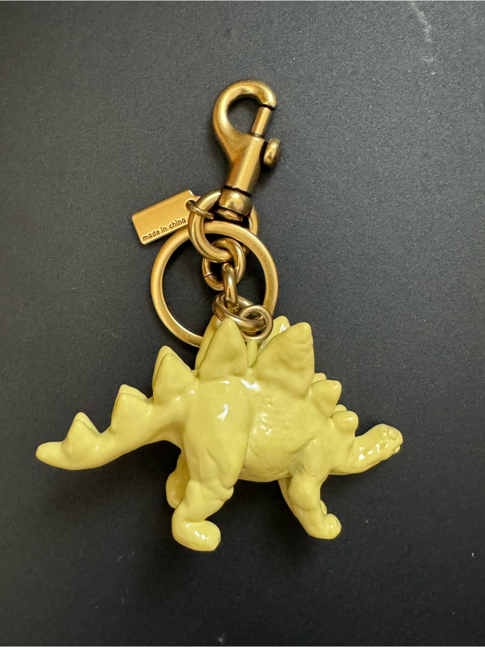 Coach Yellow Stegosaurus Keychain Charm